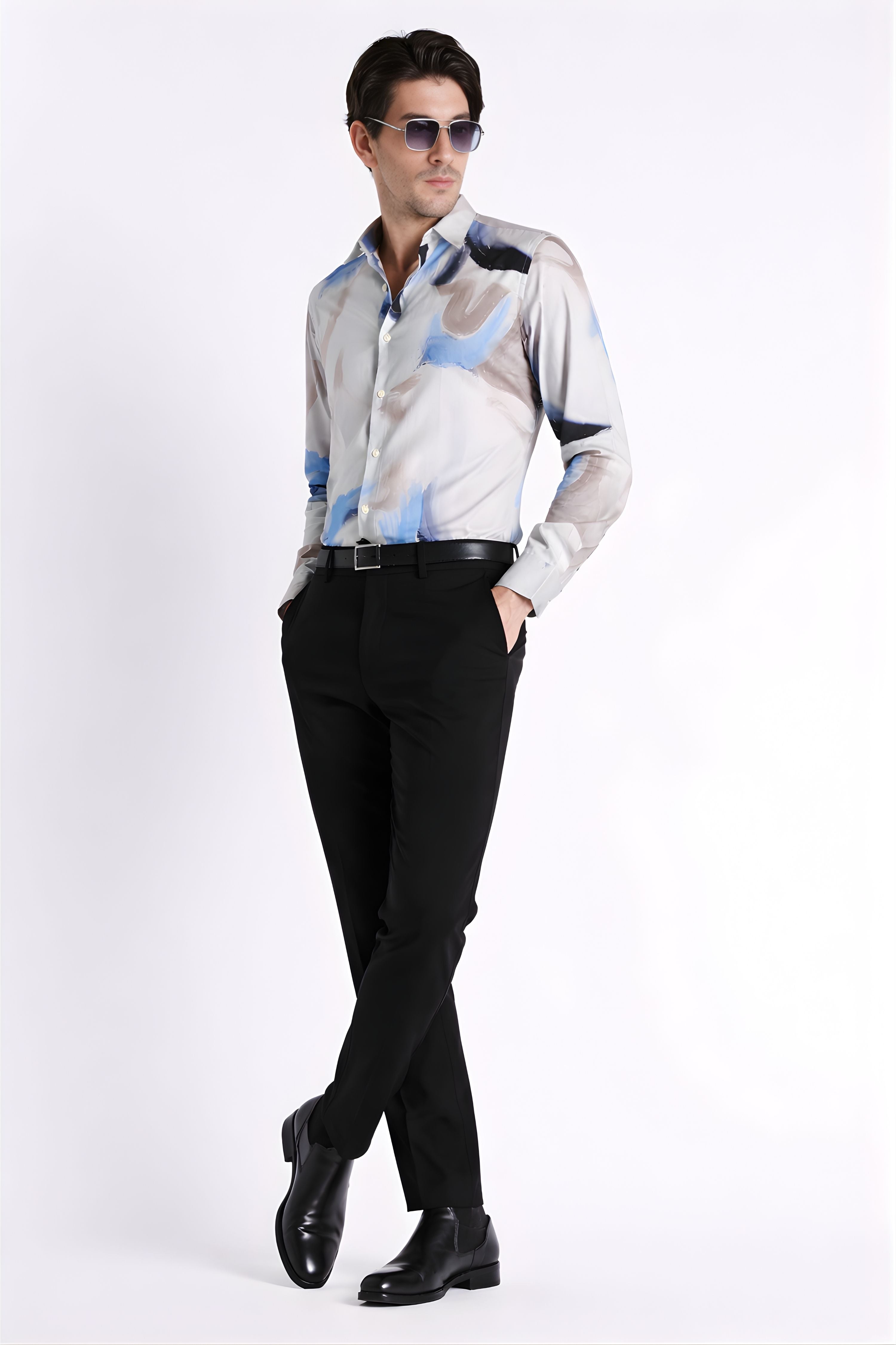 Men Refined Floral Digital Print Shirt