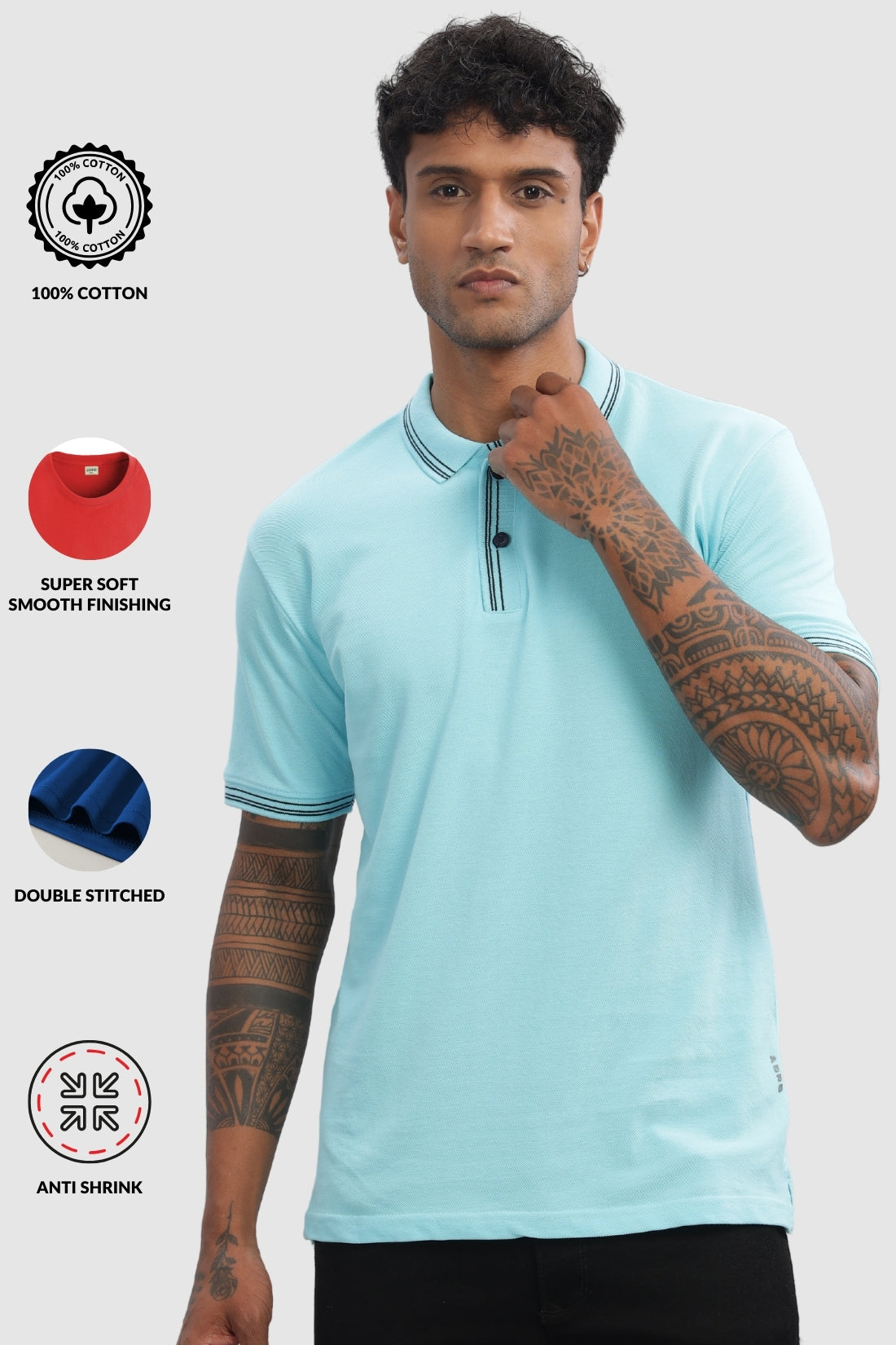 Men Blue Regular Fit Polo T-Shirt