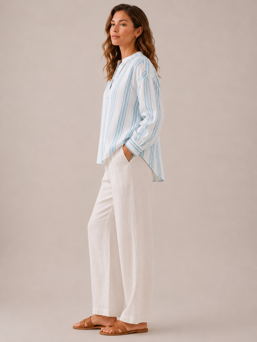 Women Blue Horizontal stripe top