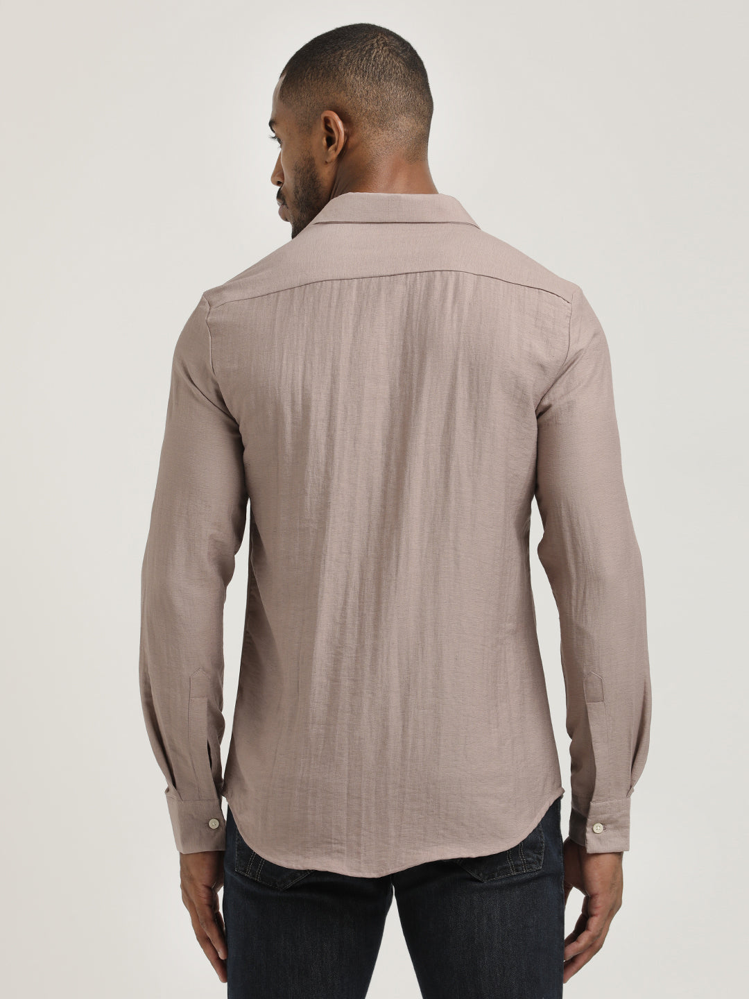 Men Nylon Shirt with Linen Look