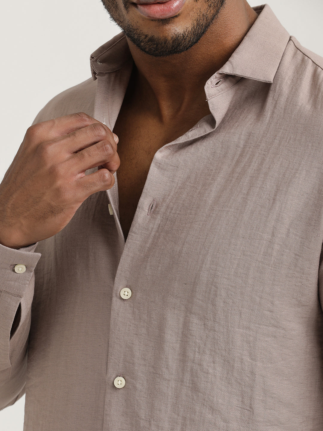 Men Nylon Shirt with Linen Look