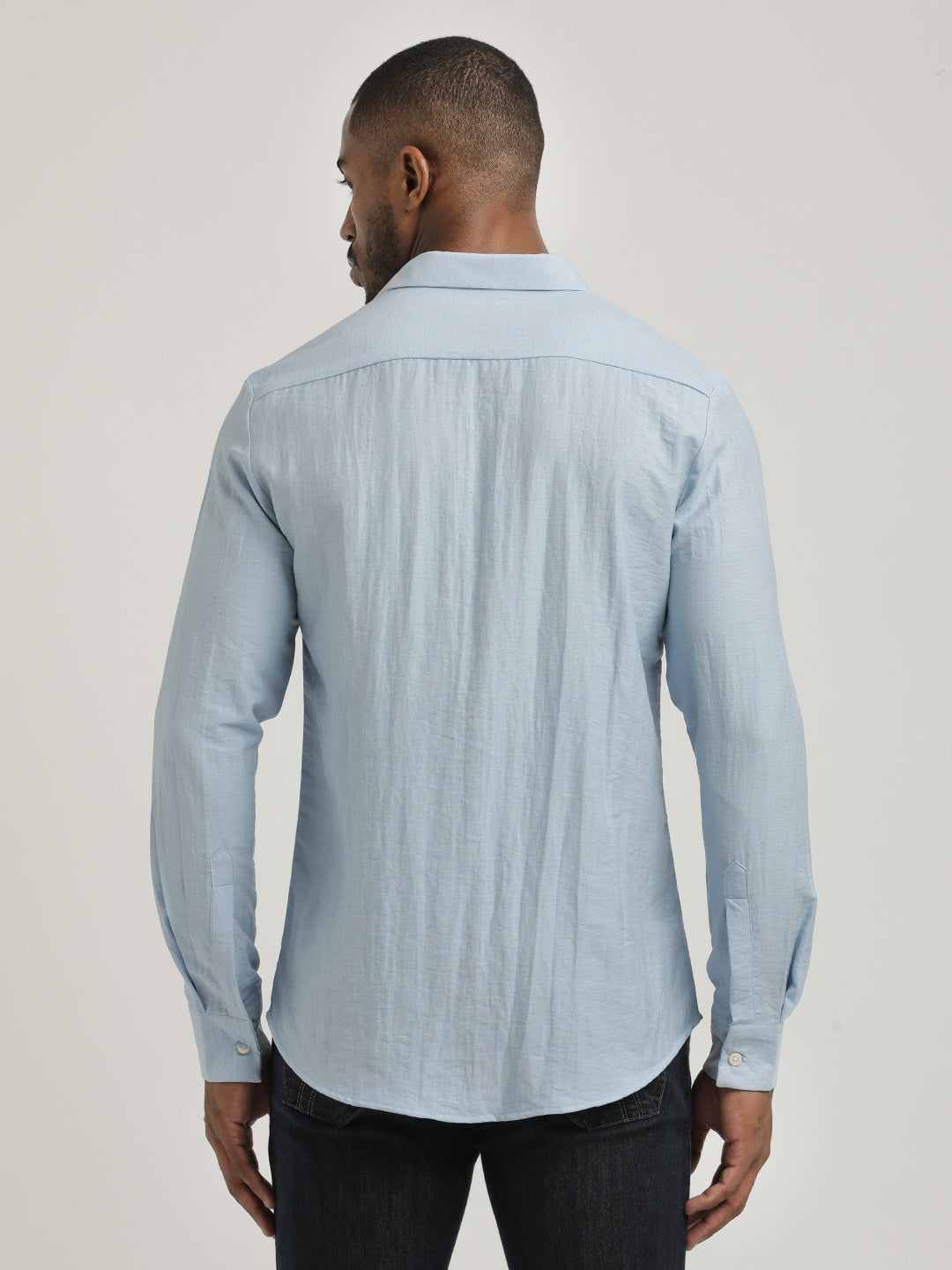 Men Nylon Shirt with Linen Look