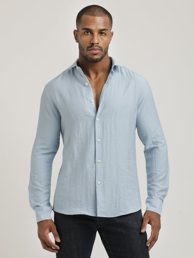 Men Nylon Shirt with Linen Look
