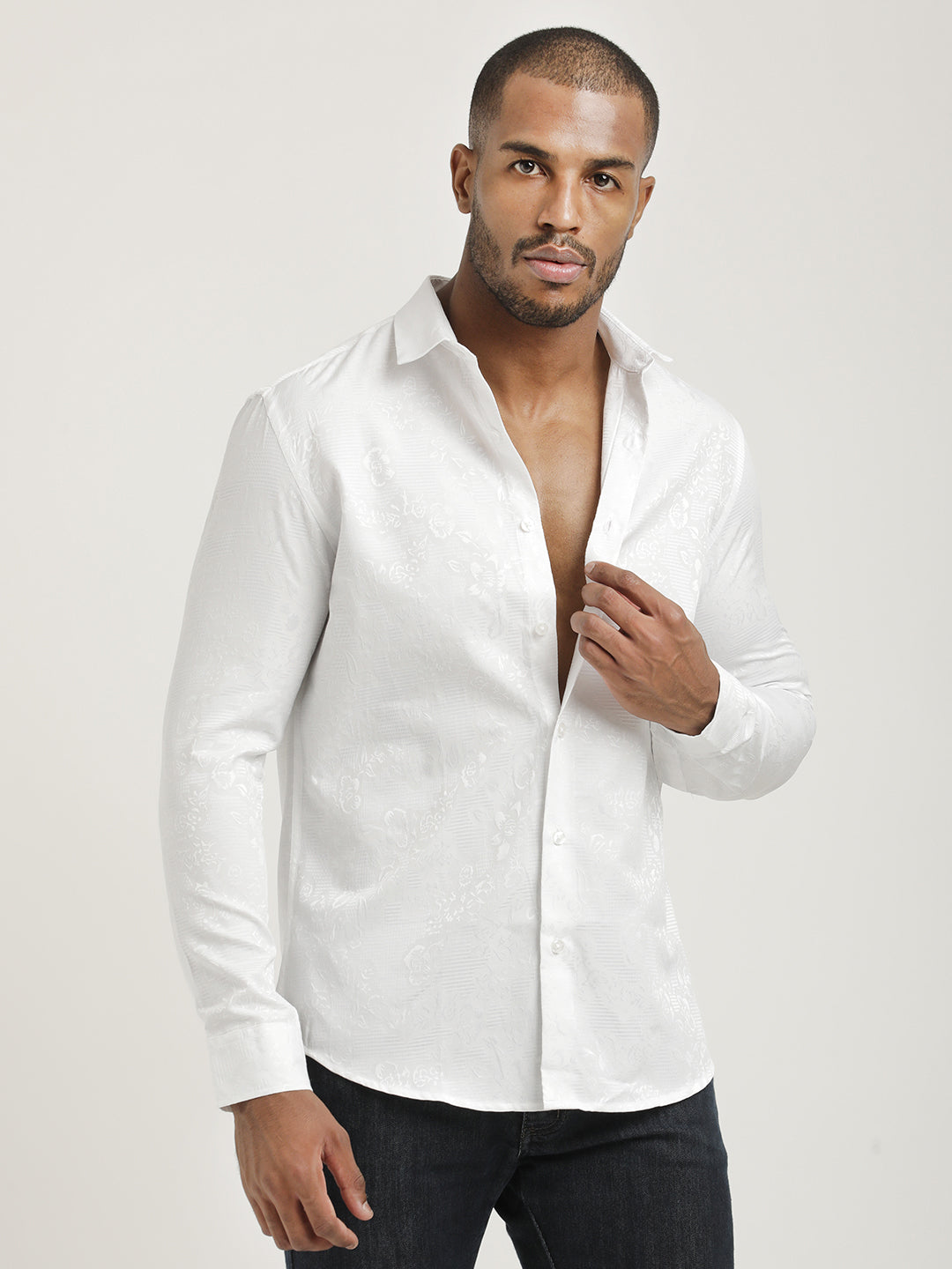 Men Nylon Self-Design Shirt