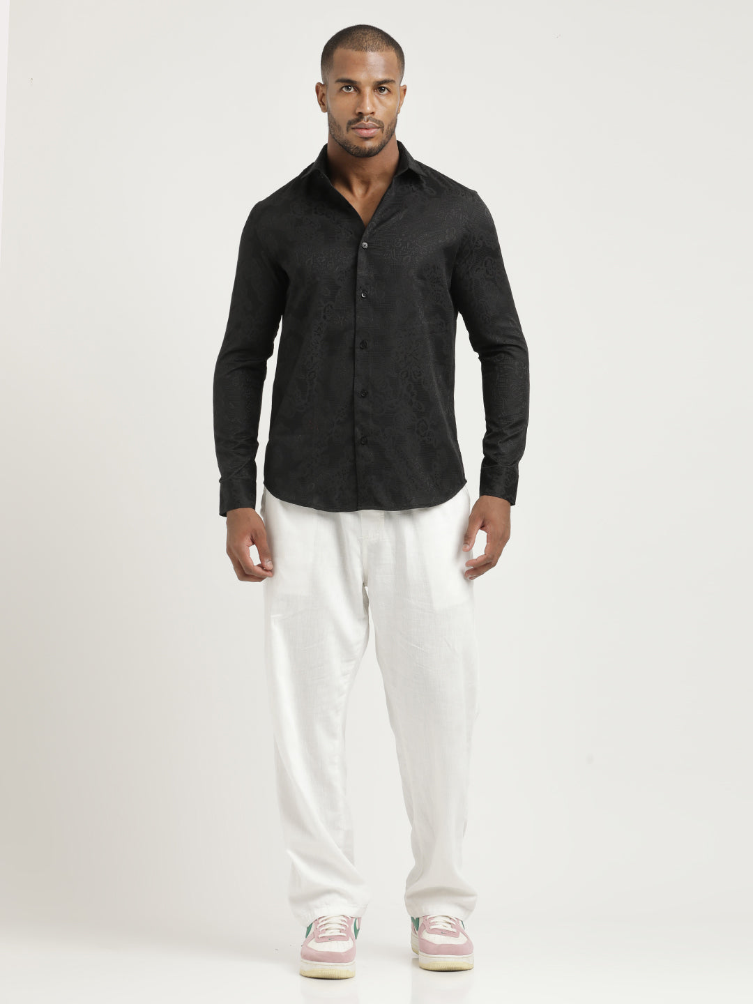 Men Nylon Self-Design Shirt