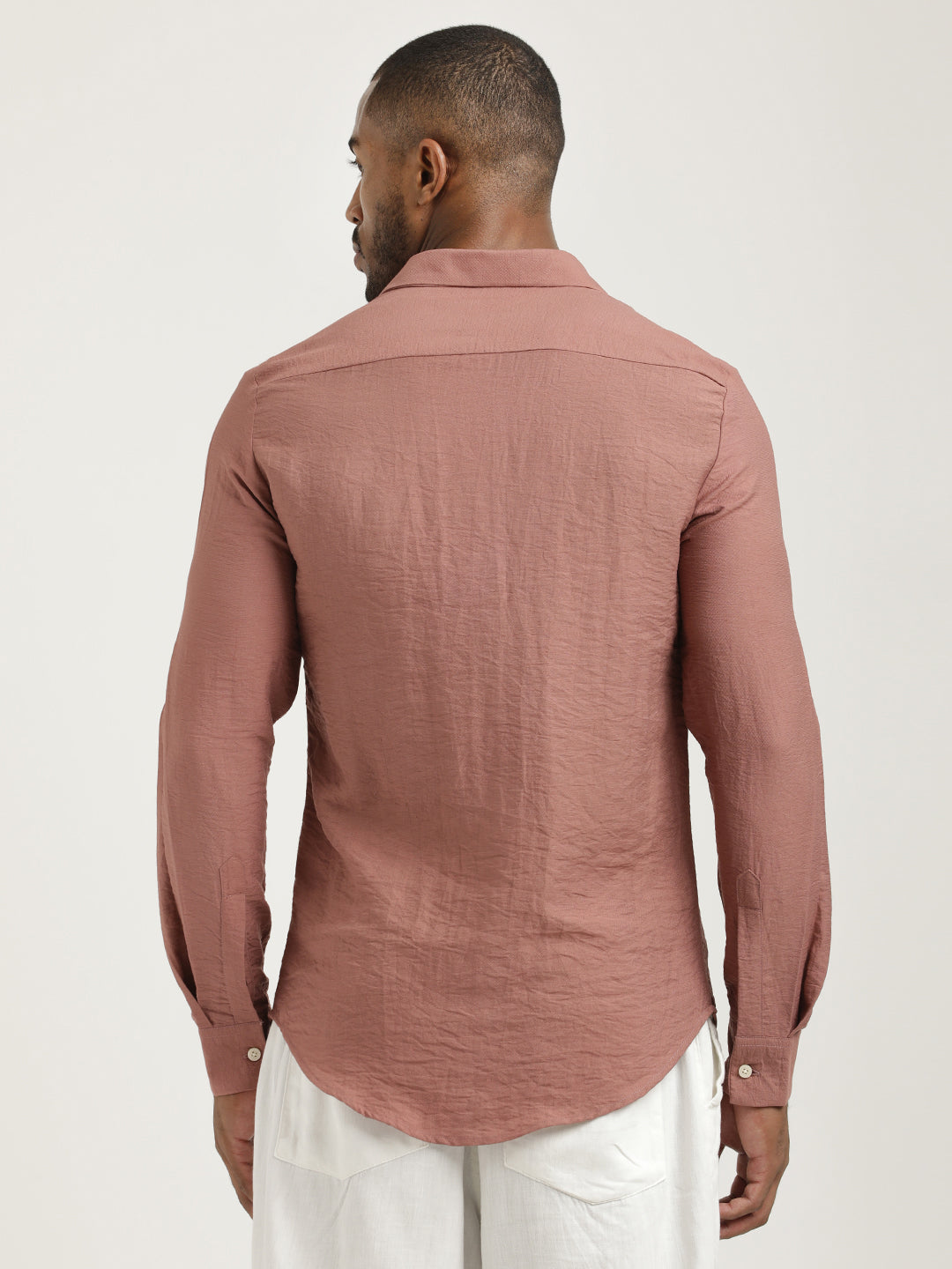 Men Nylon Shirt with Linen Look