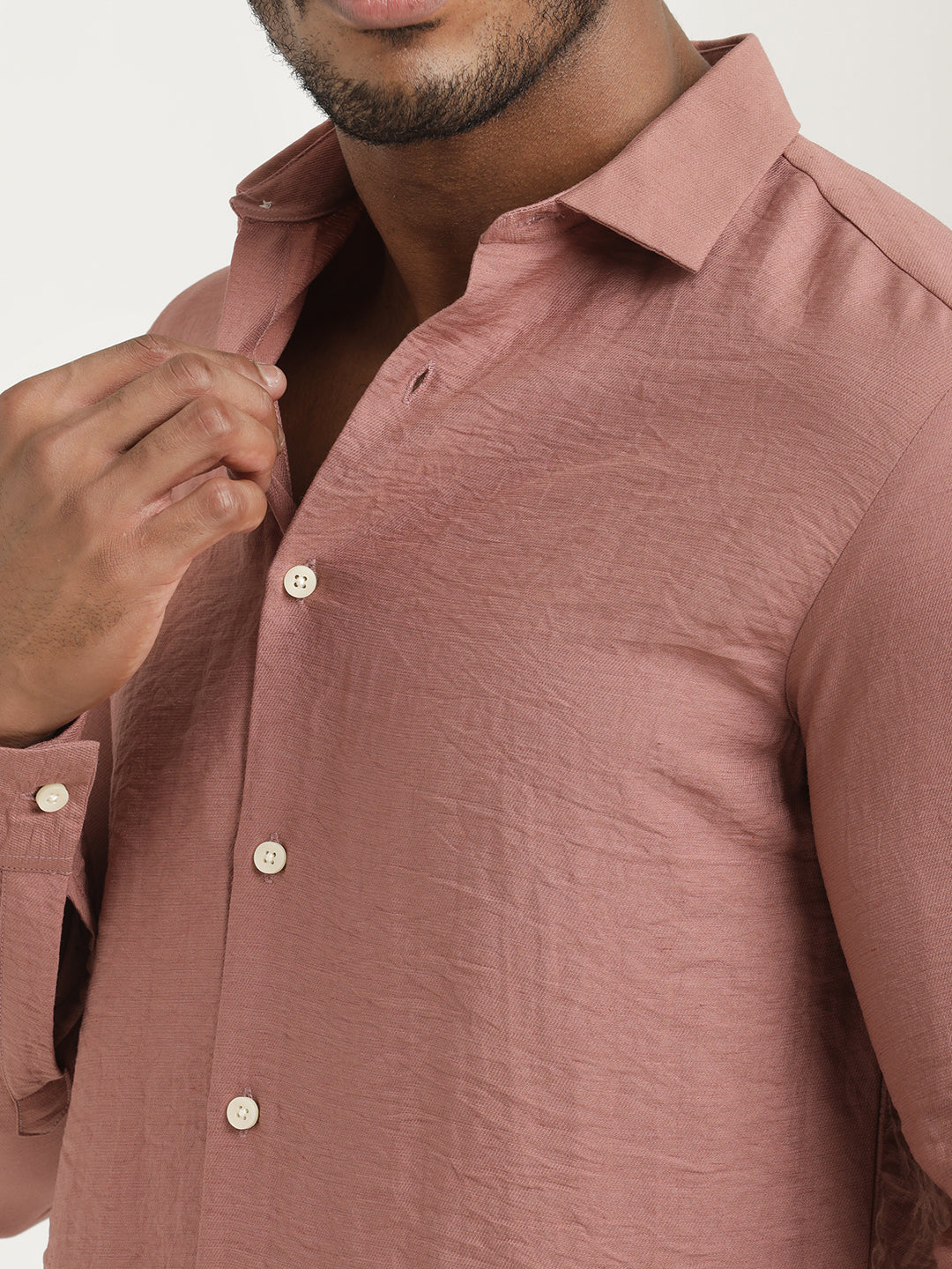 Men Nylon Shirt with Linen Look
