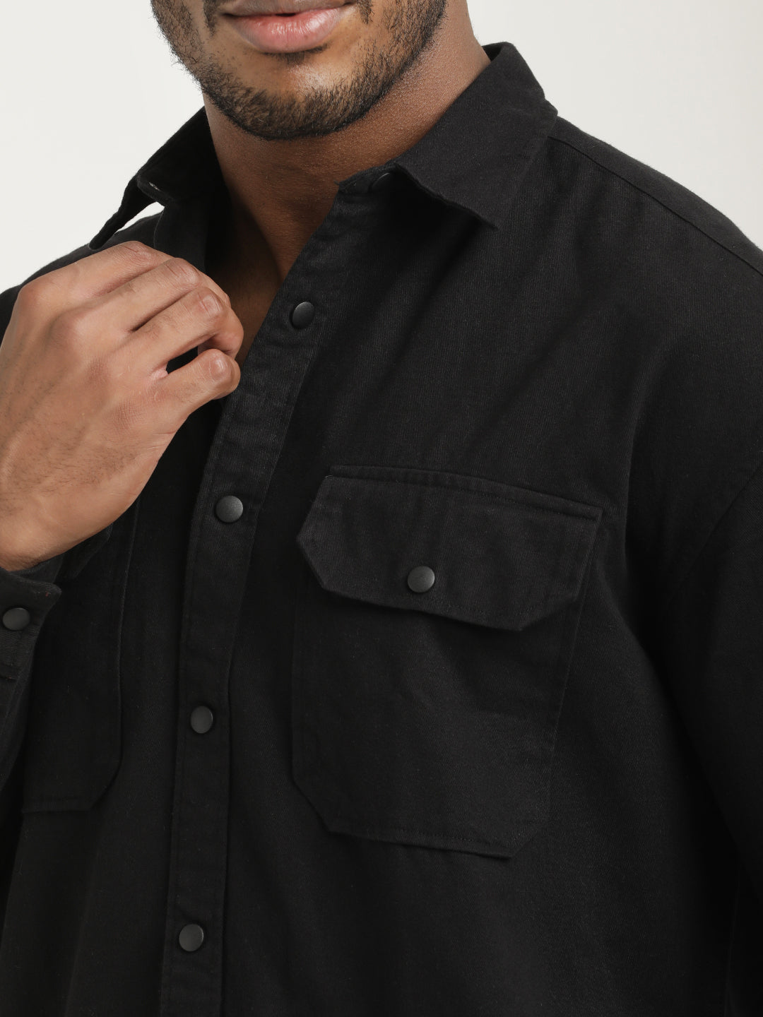 Men Cotton Shirt with Double Pockets