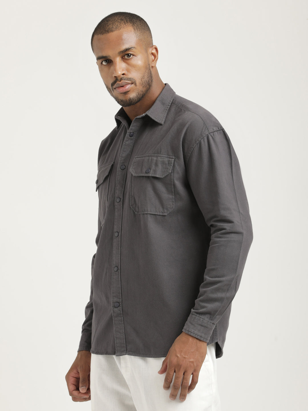 Men Cotton Shirt with Double Pockets