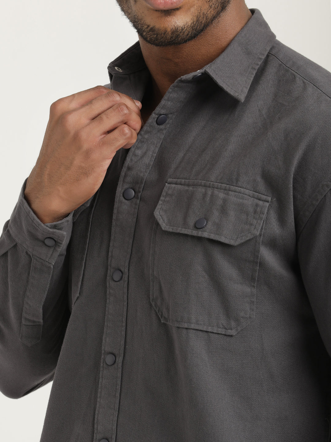 Men Cotton Shirt with Double Pockets