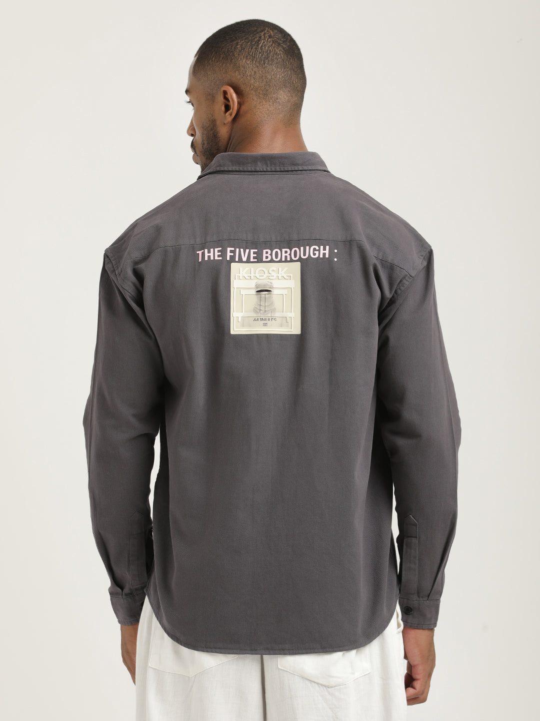 Men Cotton Shirt with Graphic Stickers