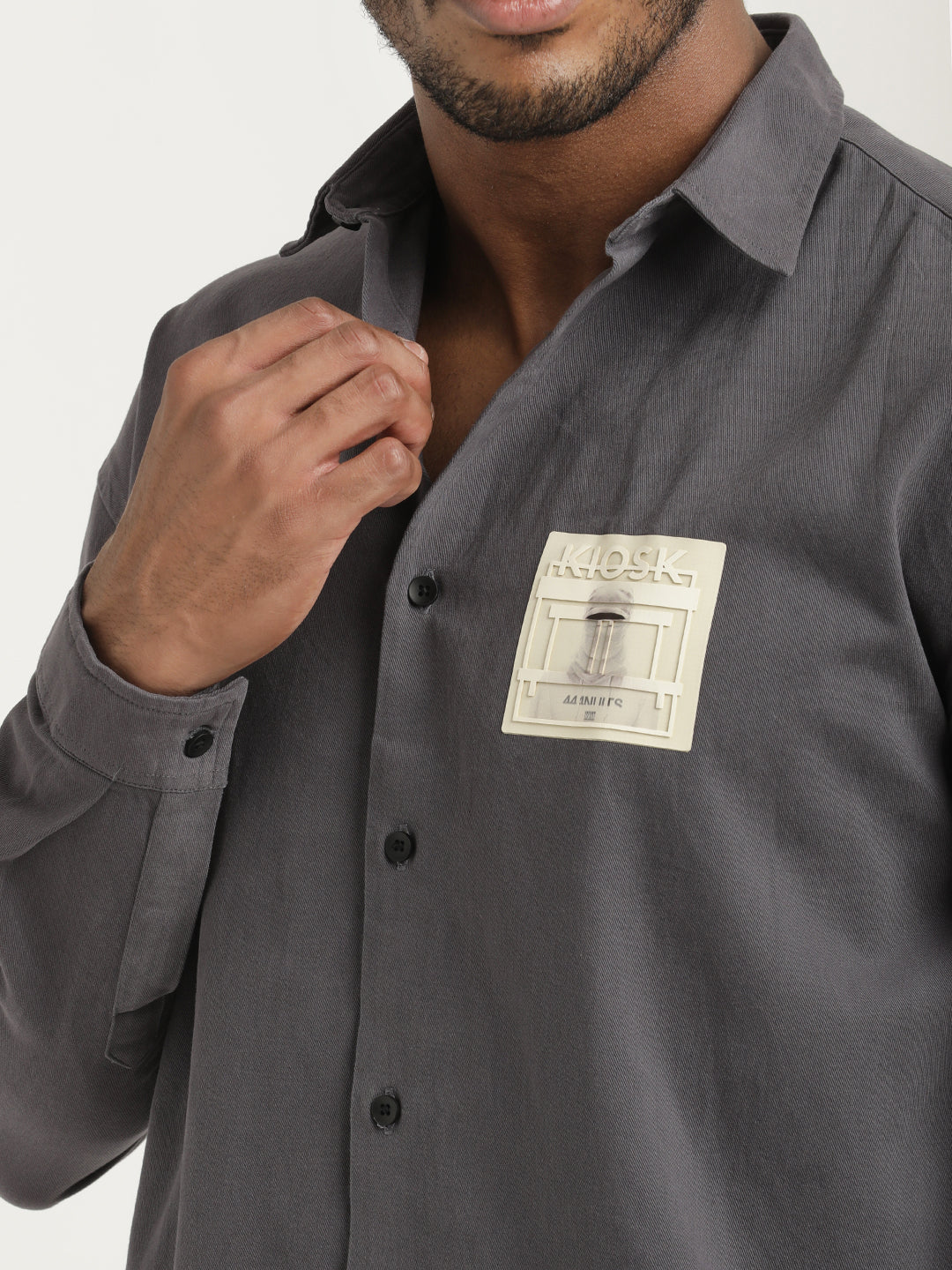 Men Cotton Shirt with Graphic Stickers