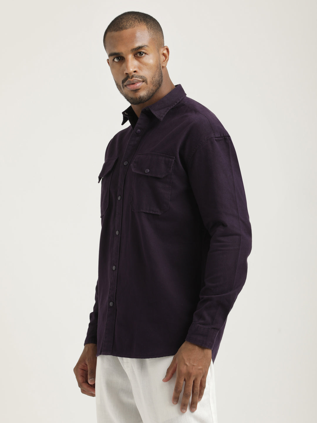 Men Cotton Shirt with Double Pockets