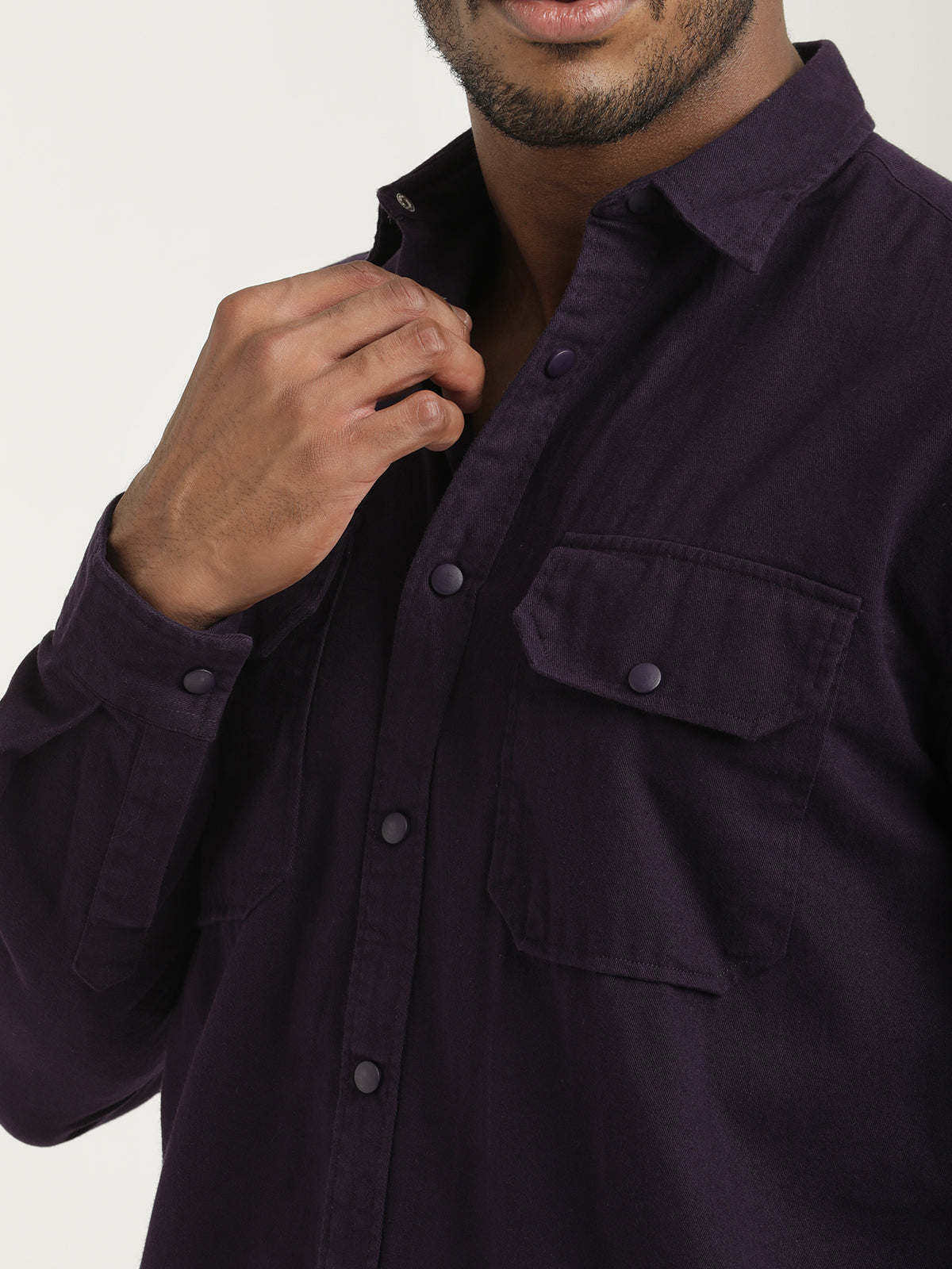 Men Cotton Shirt with Double Pockets