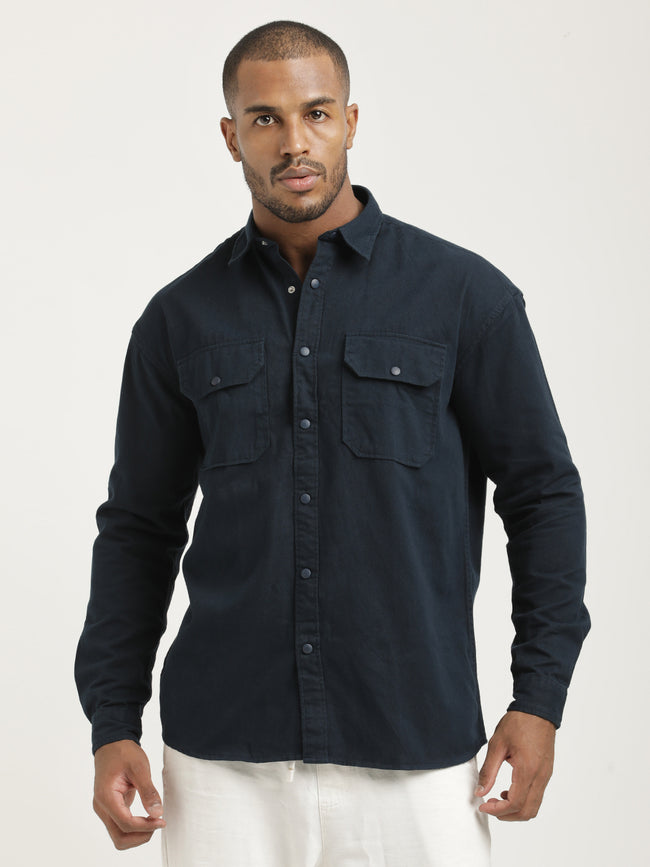 Men Cotton Shirt with Double Pockets
