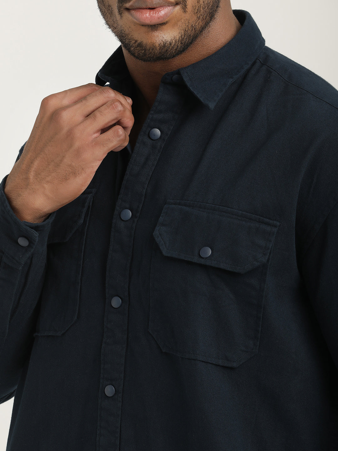 Men Cotton Shirt with Double Pockets