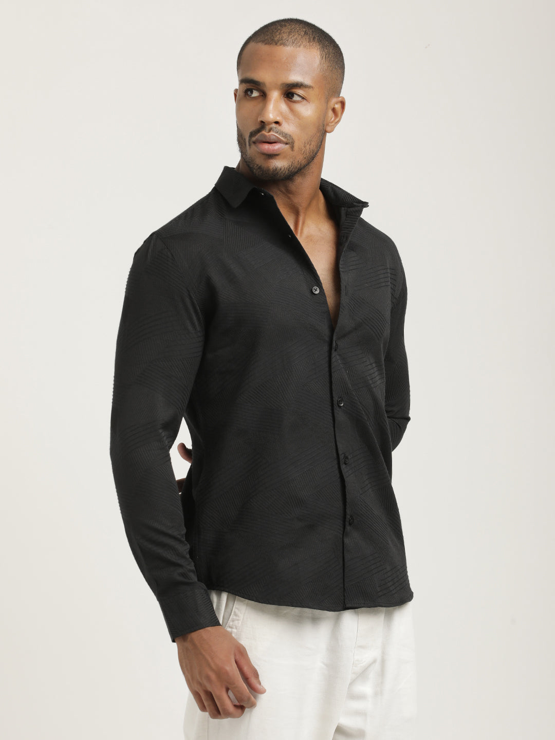 Men Nylon Self-Design Shirt