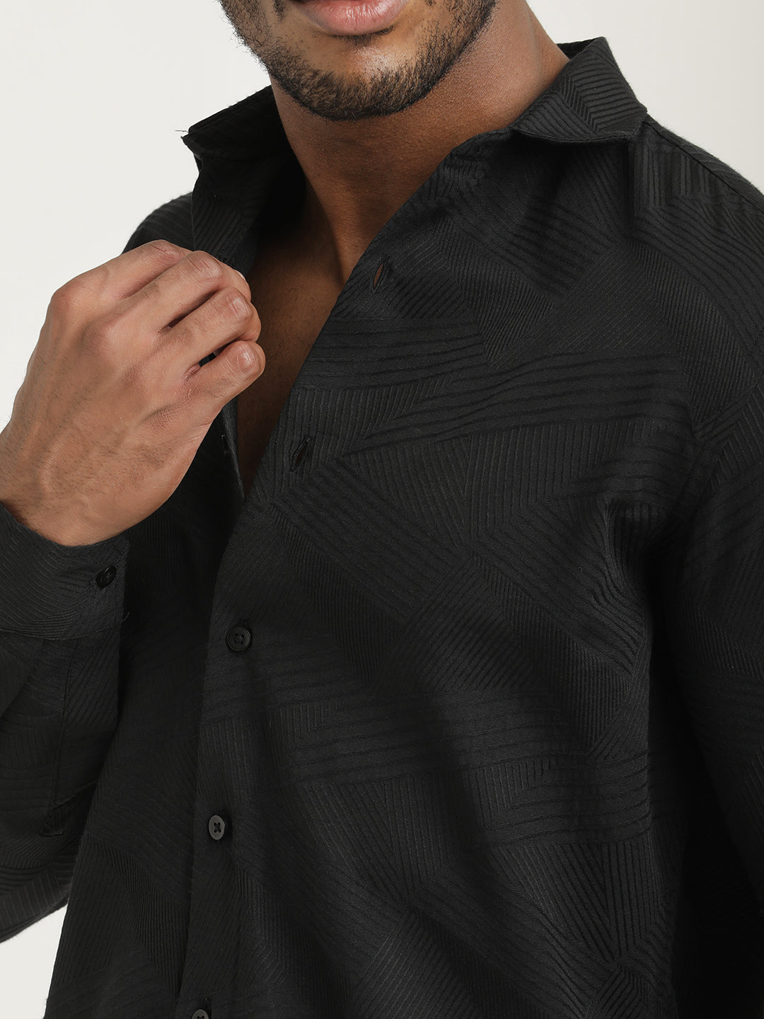 Men Nylon Self-Design Shirt