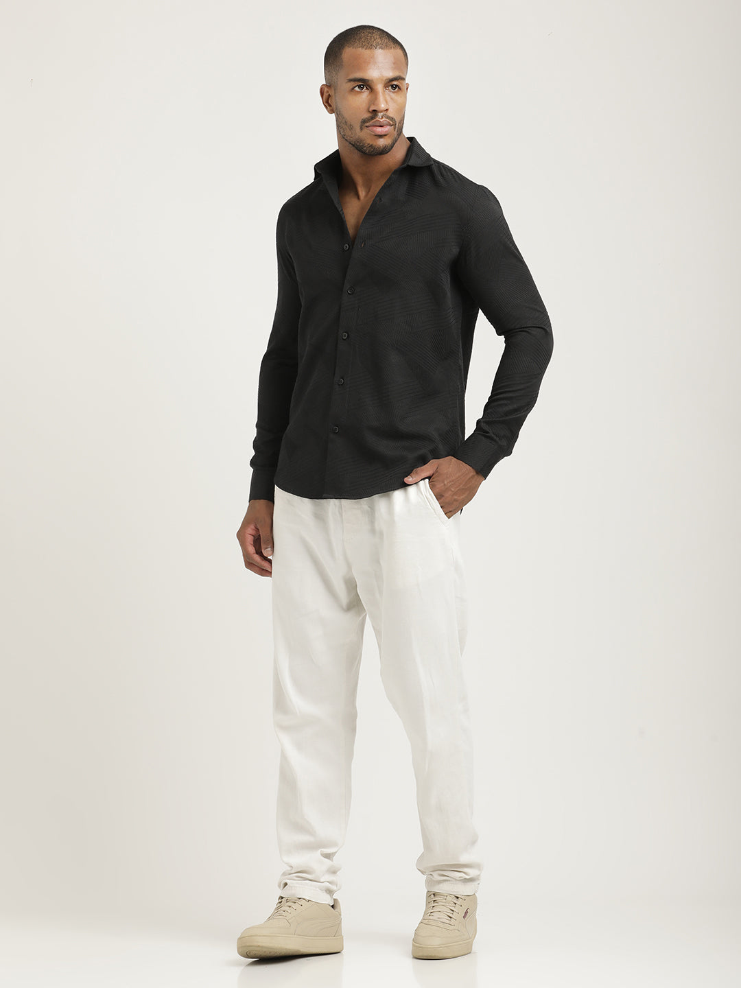 Men Nylon Self-Design Shirt