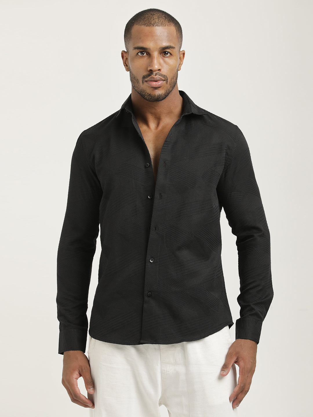 Men Nylon Self-Design Shirt