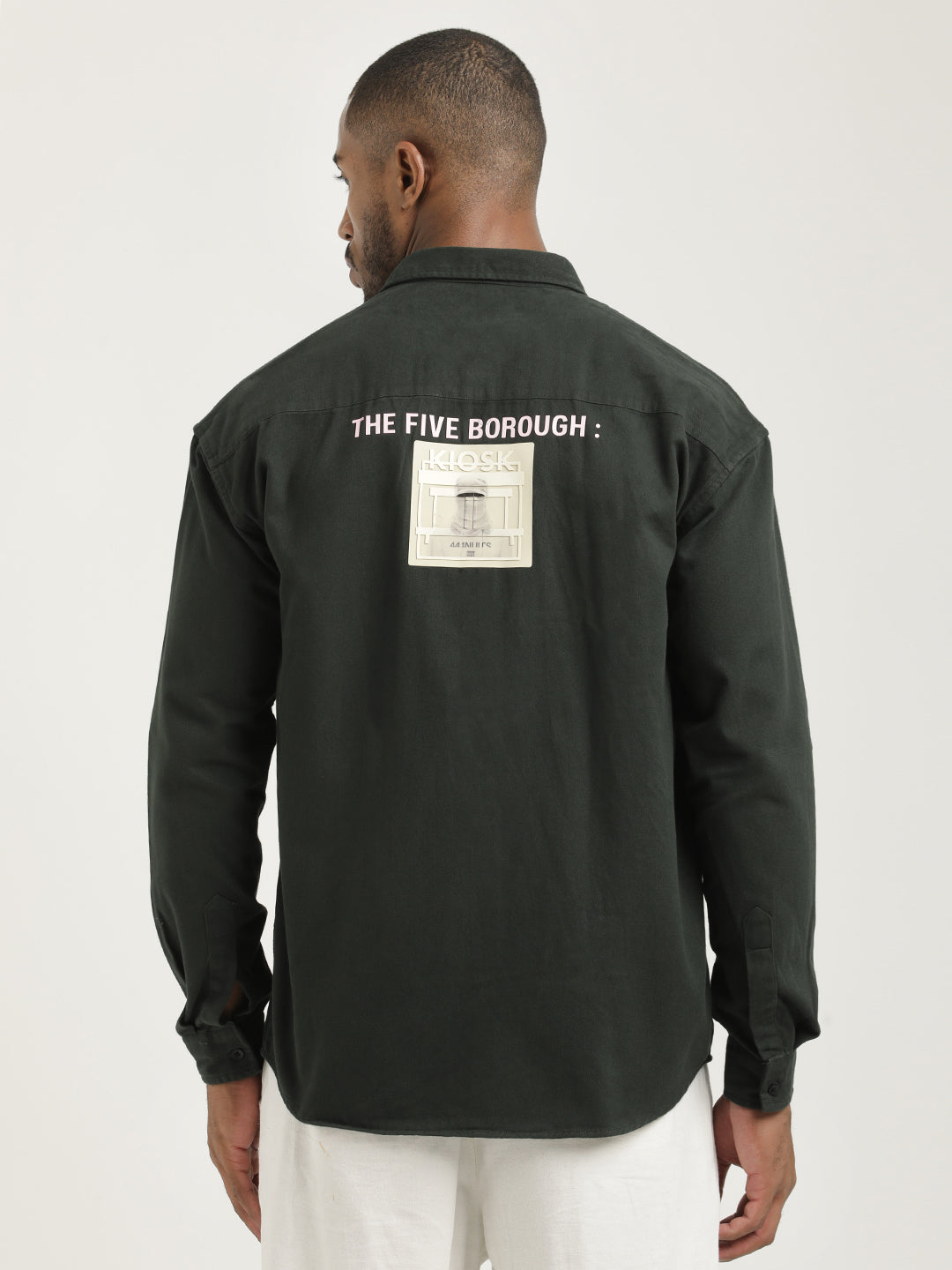 Men Cotton Shirt with Graphic Stickers