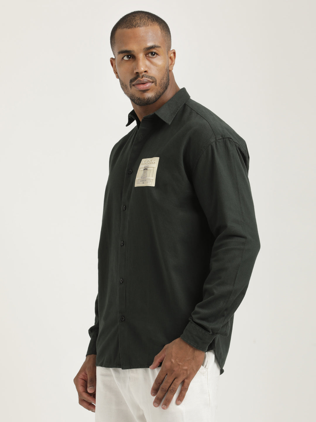 Men Cotton Shirt with Graphic Stickers