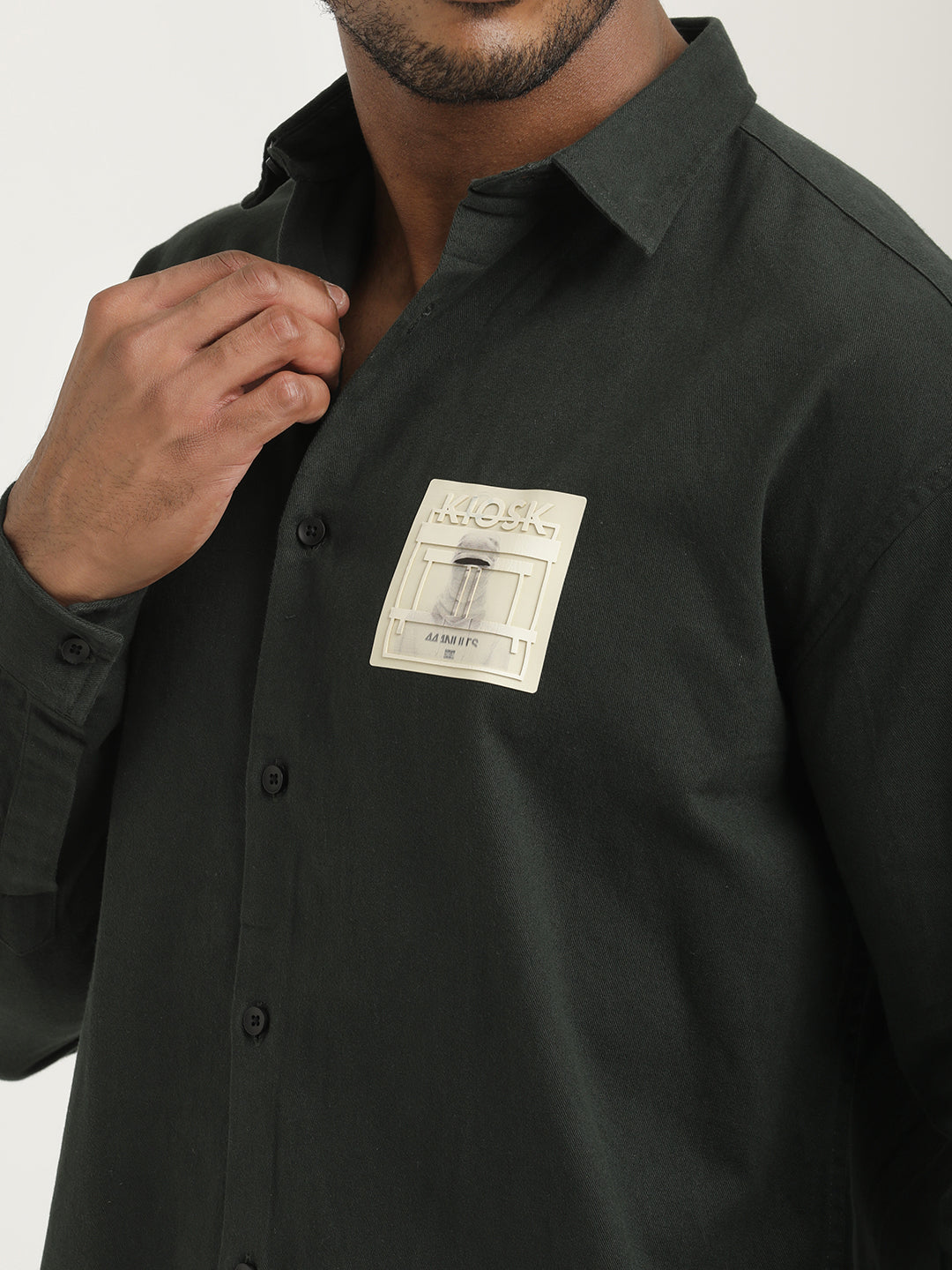 Men Cotton Shirt with Graphic Stickers