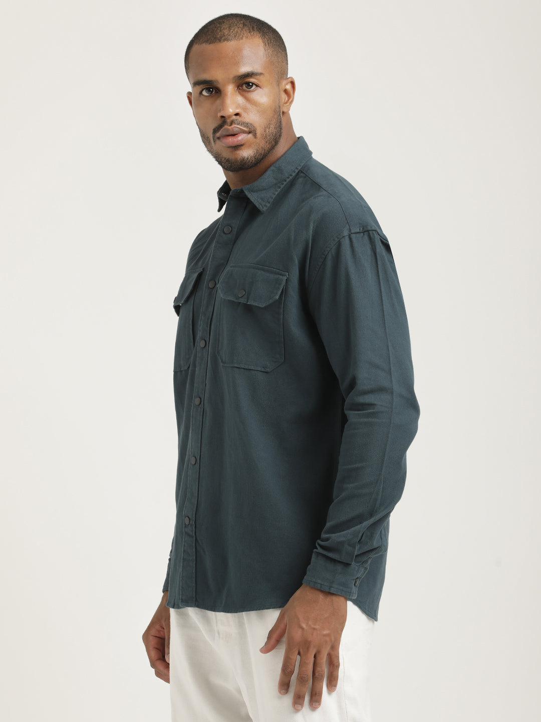 Men Cotton Shirt with Double Pockets