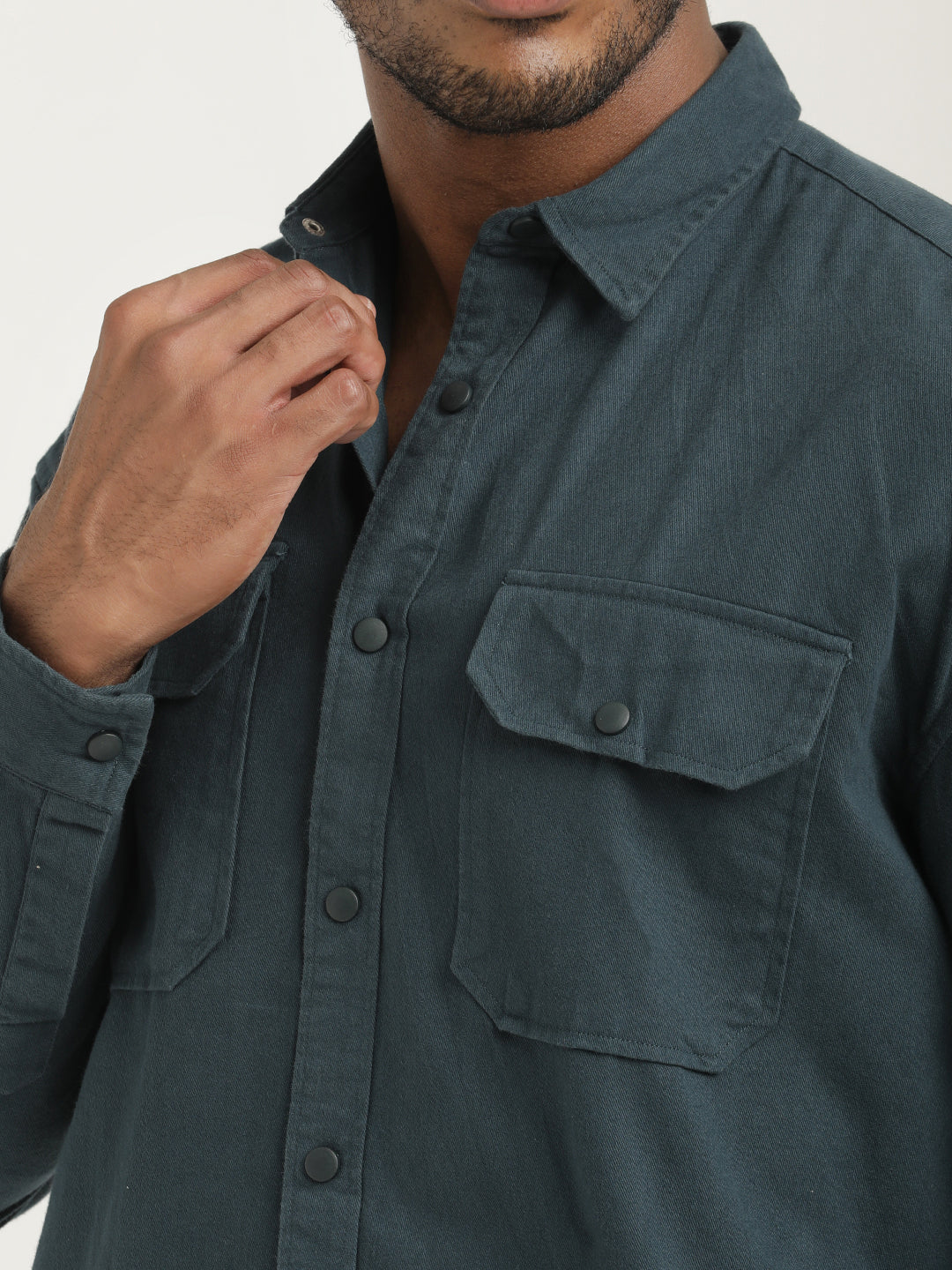 Men Cotton Shirt with Double Pockets