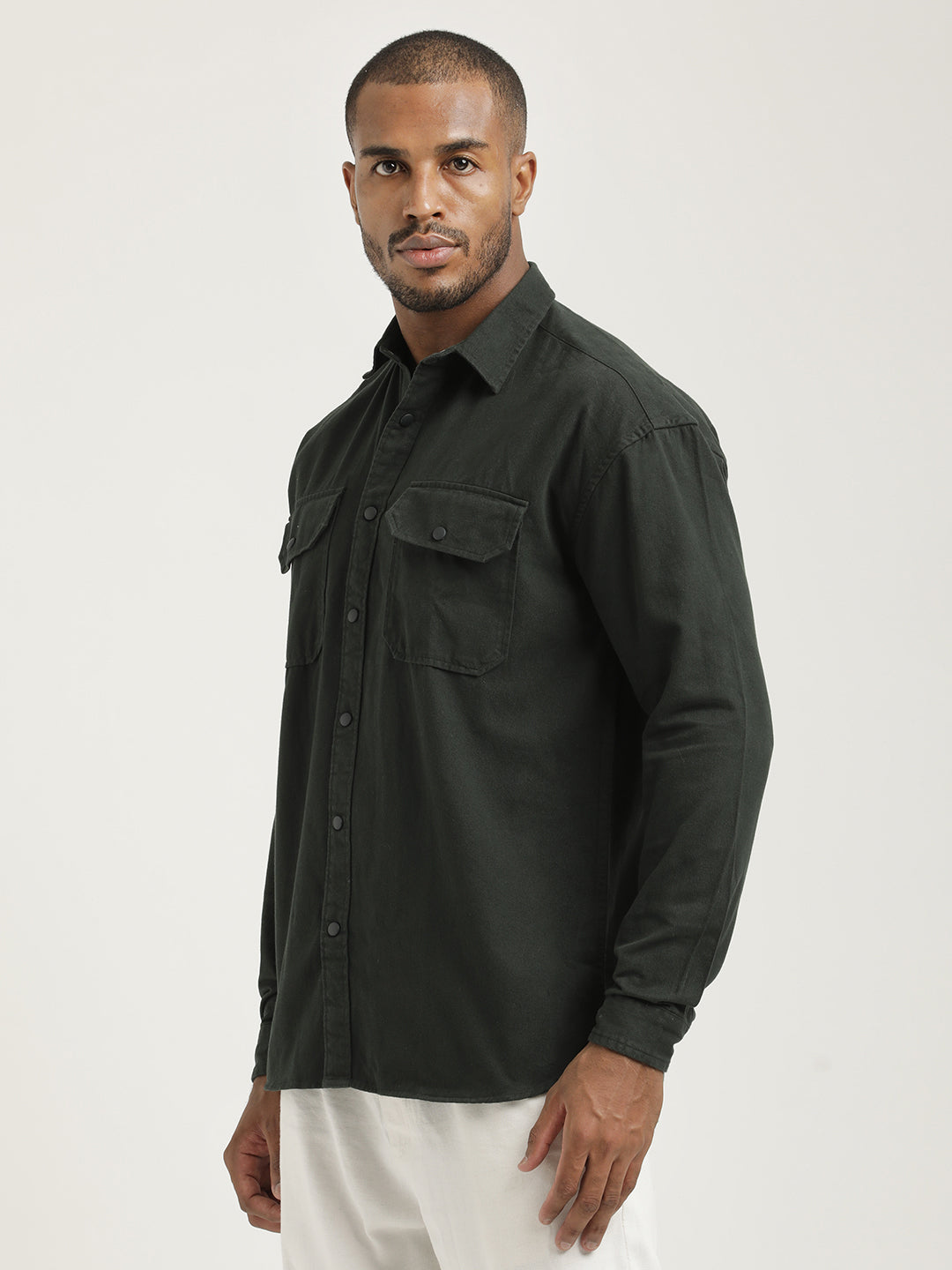 Men Cotton Shirt with Double Pockets