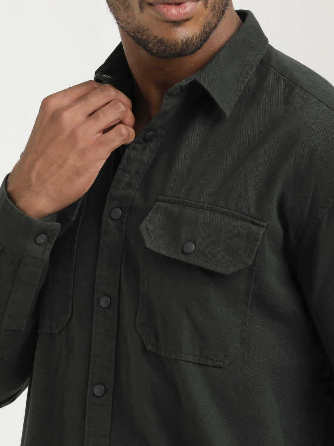 Men Cotton Shirt with Double Pockets