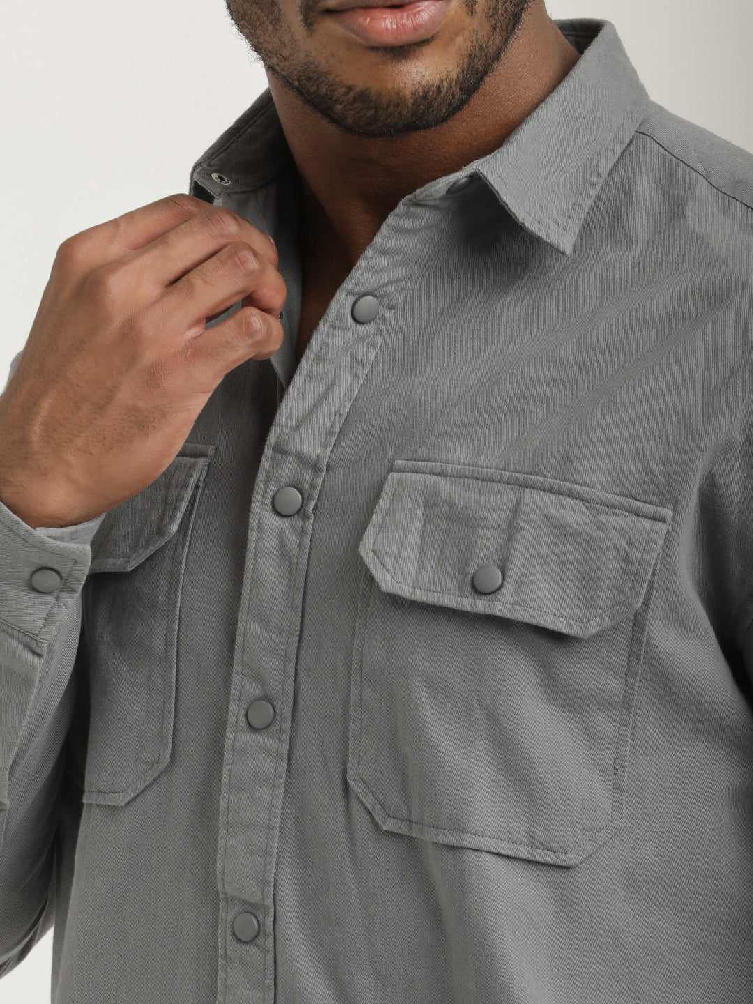 Men Cotton Shirt with Double Pockets
