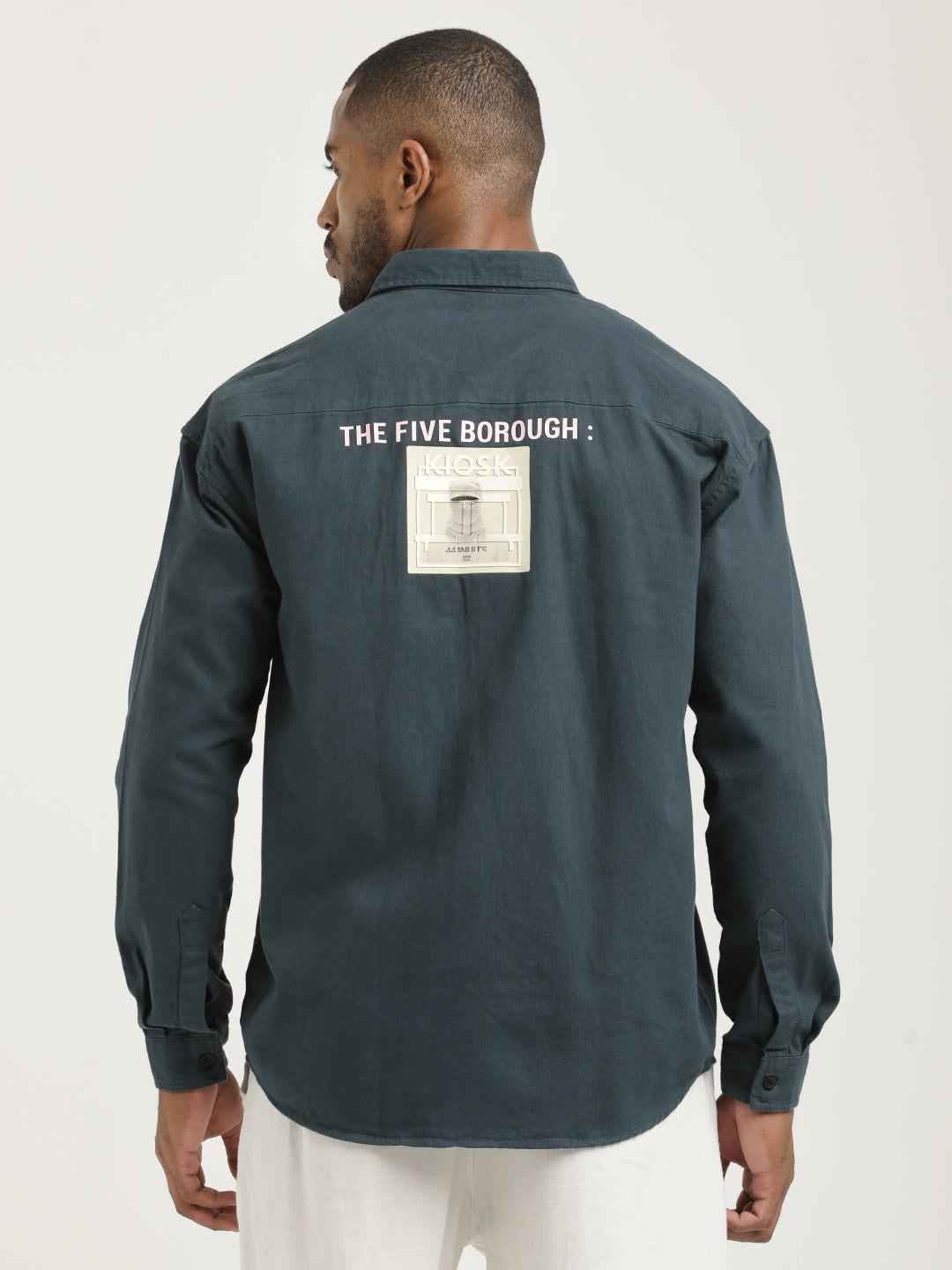 Men Cotton Shirt with Graphic Stickers