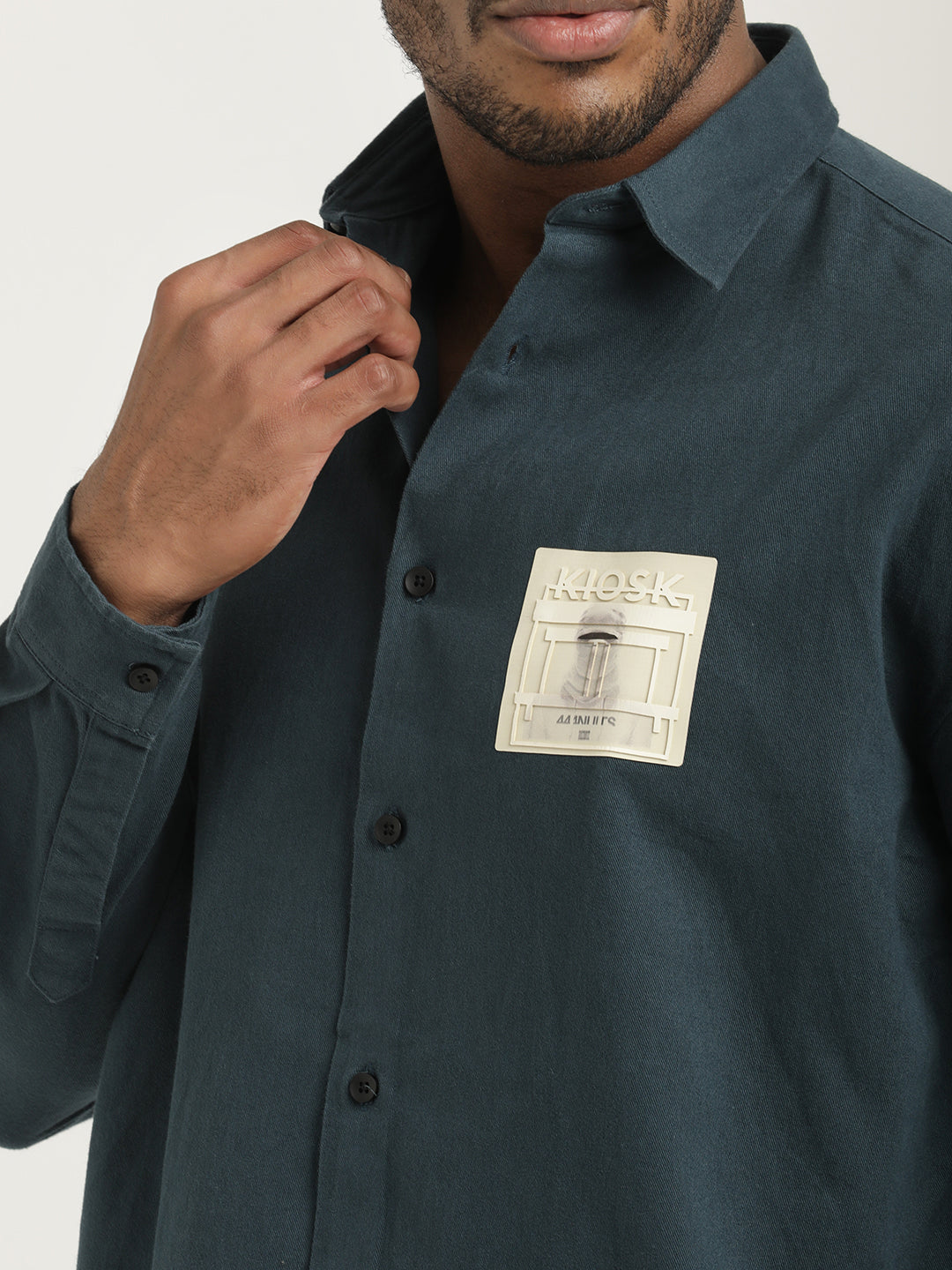 Men Cotton Shirt with Graphic Stickers