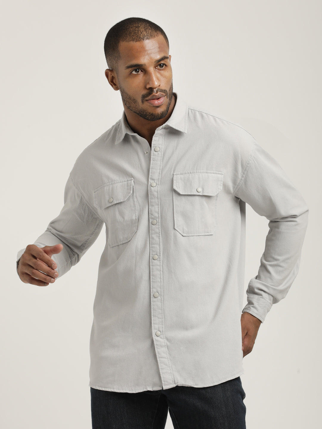 Men Cotton Shirt with Double Pockets