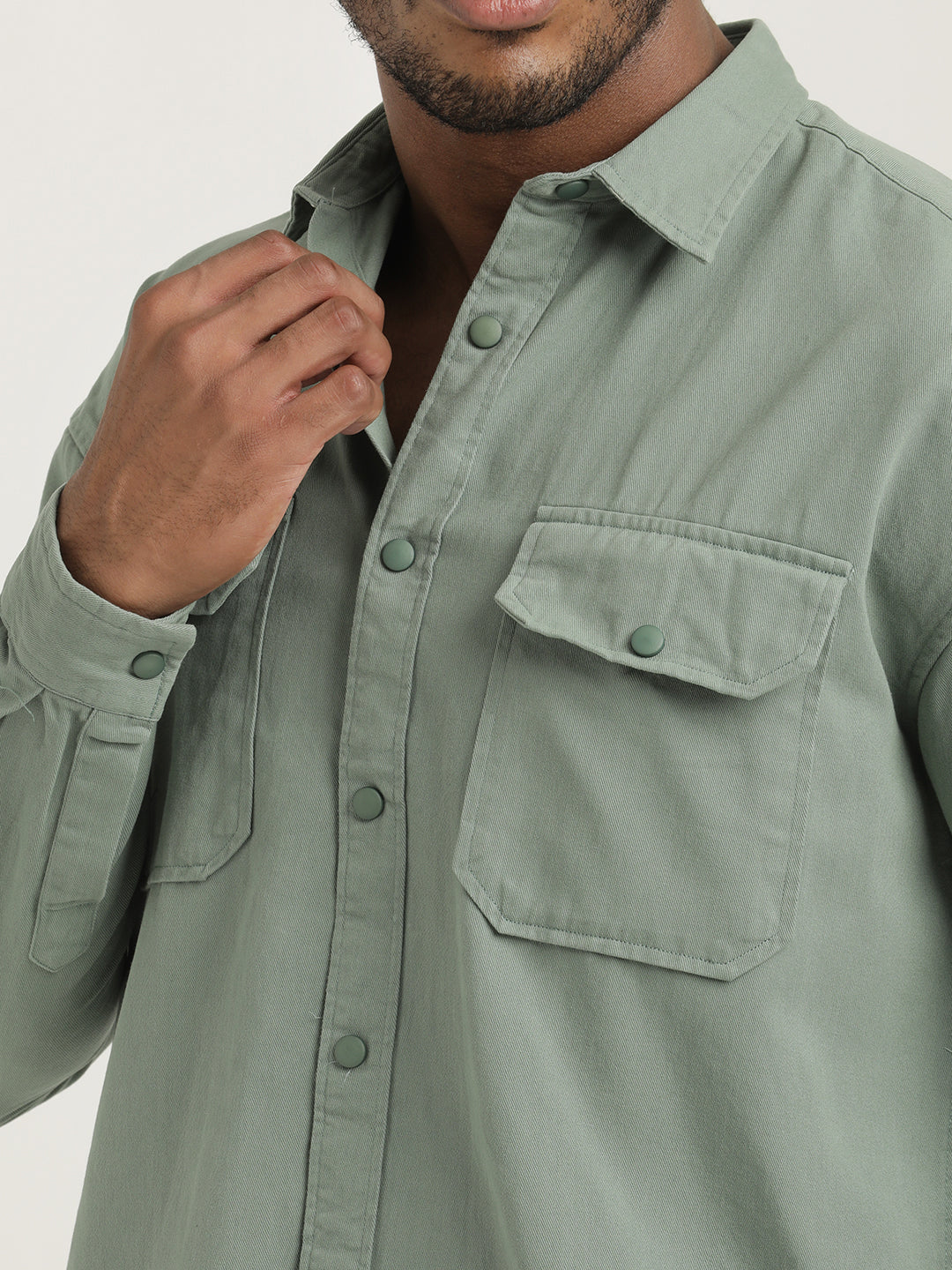 Men Cotton Shirt with Double Pockets