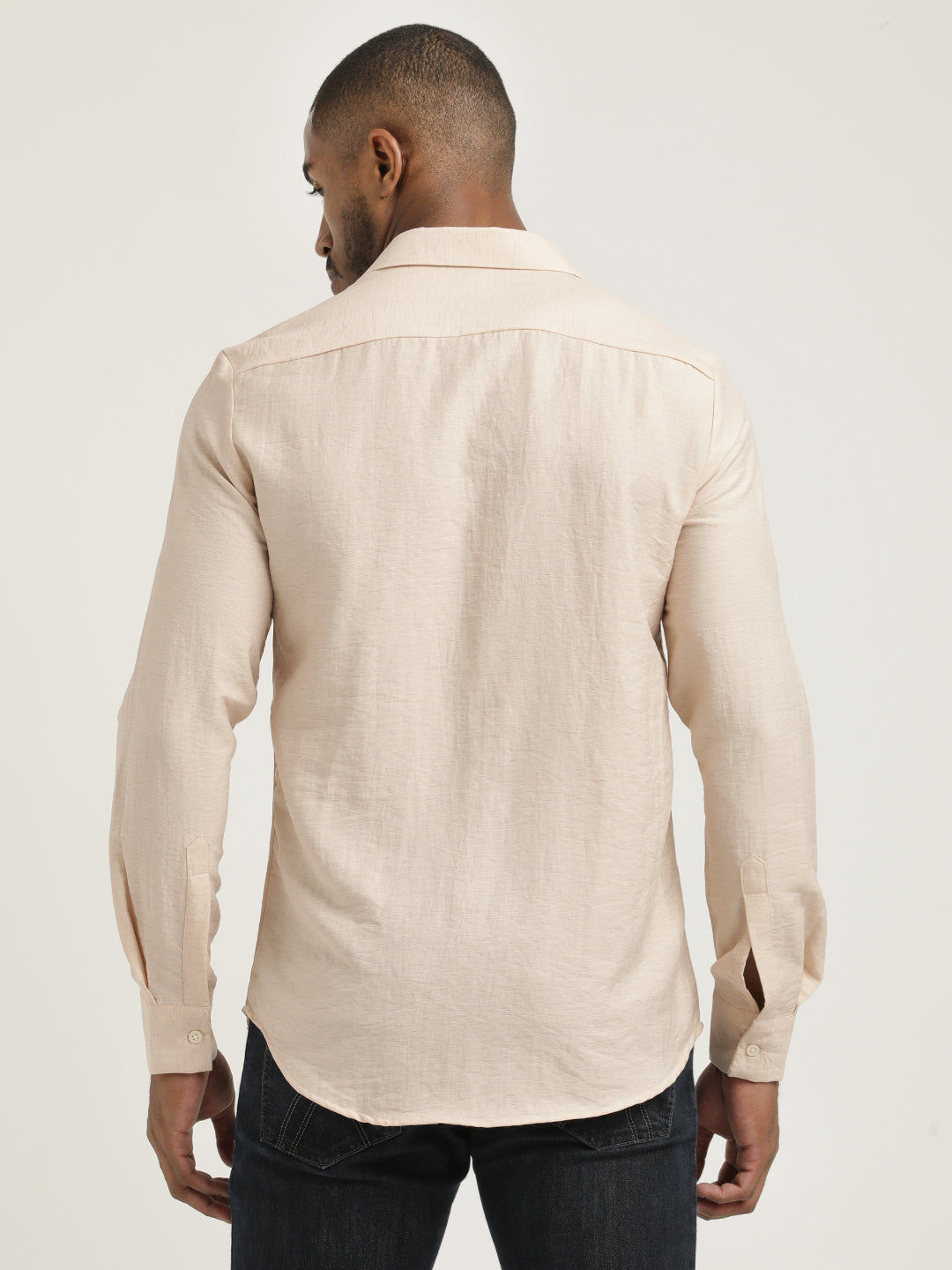Men Nylon Shirt with Linen Look