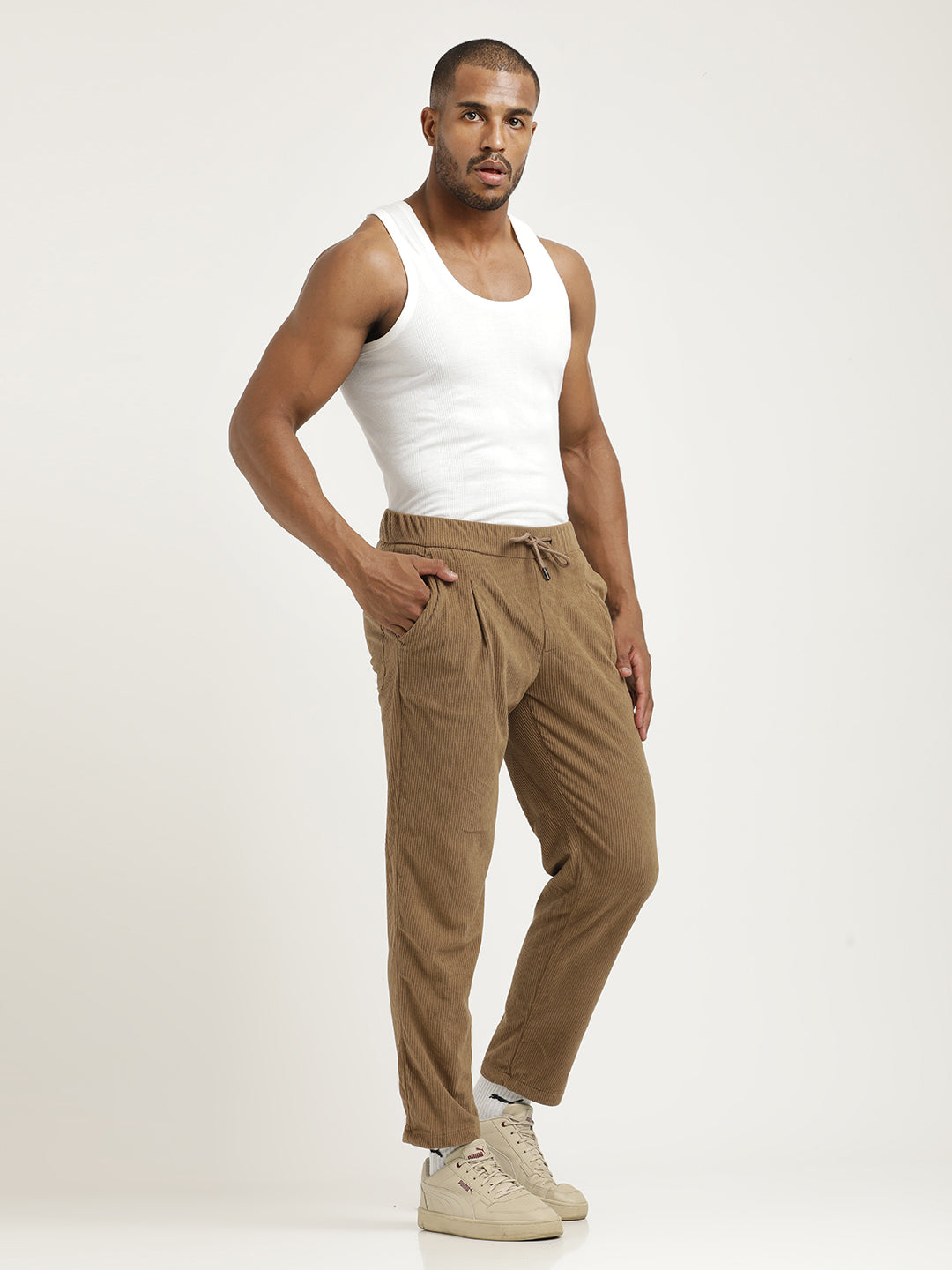 Men Corduroy Trousers with 3 Pockets