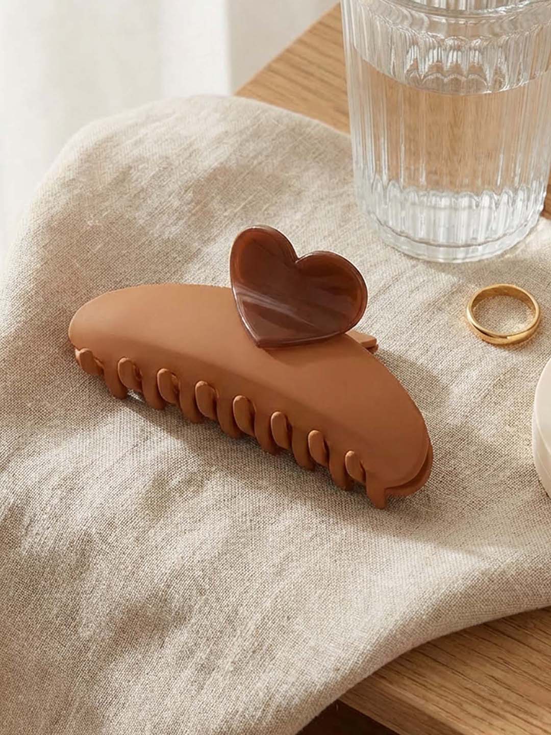 Brown Love Lock Claw Clip