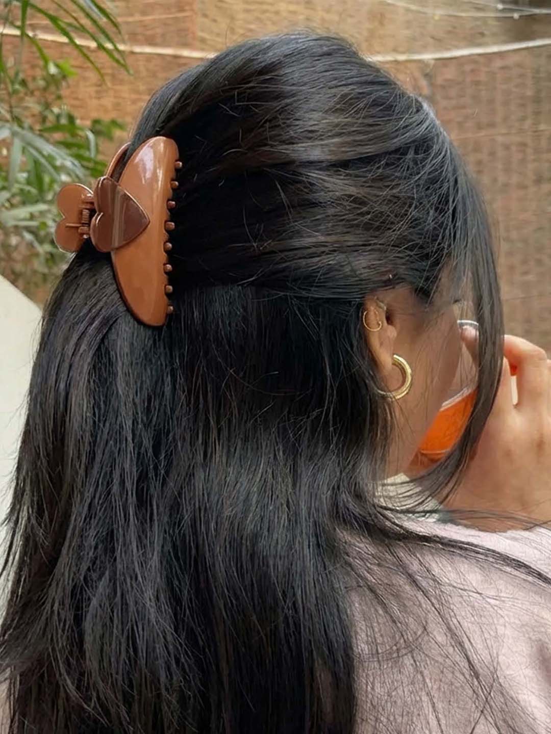 Brown Love Lock Claw Clip