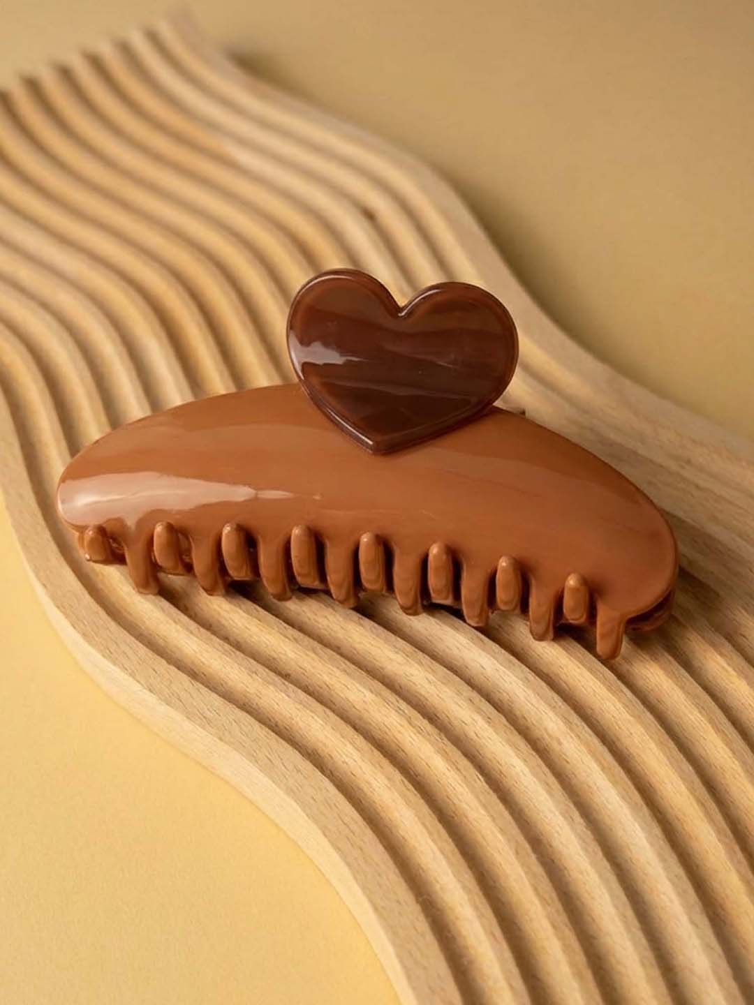 Brown Love Lock Claw Clip