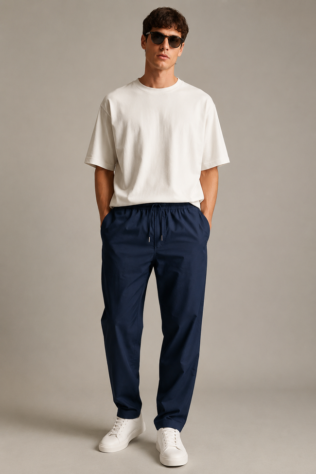 Men Navy Essential Comfort Pants