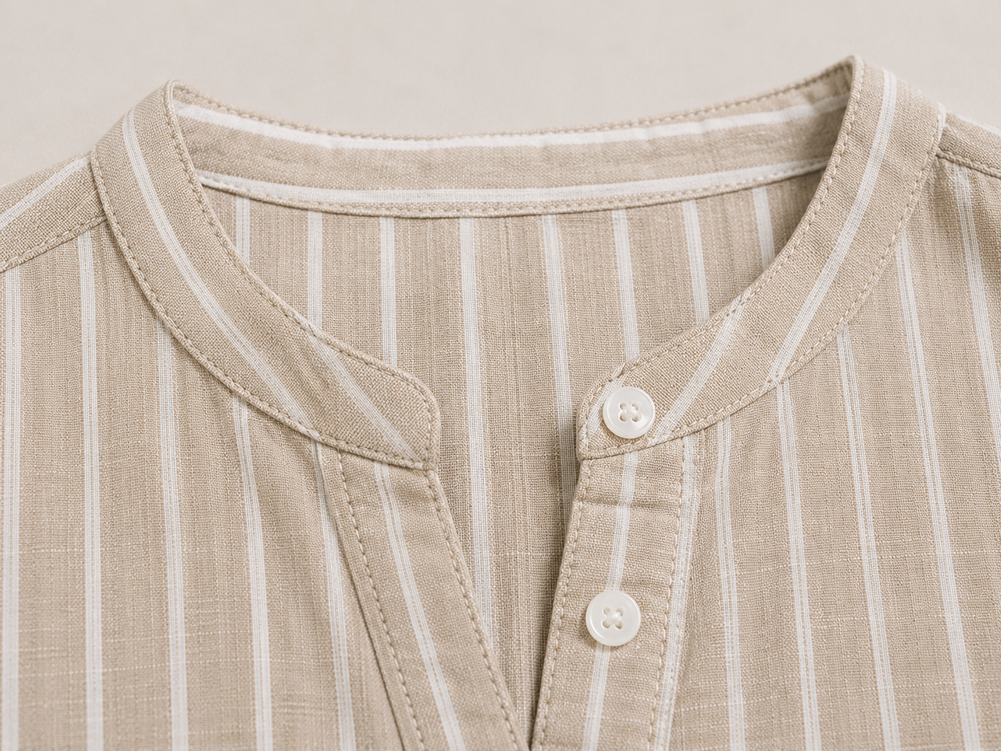 Women Minimal Stripe Shirt Dress In Beige