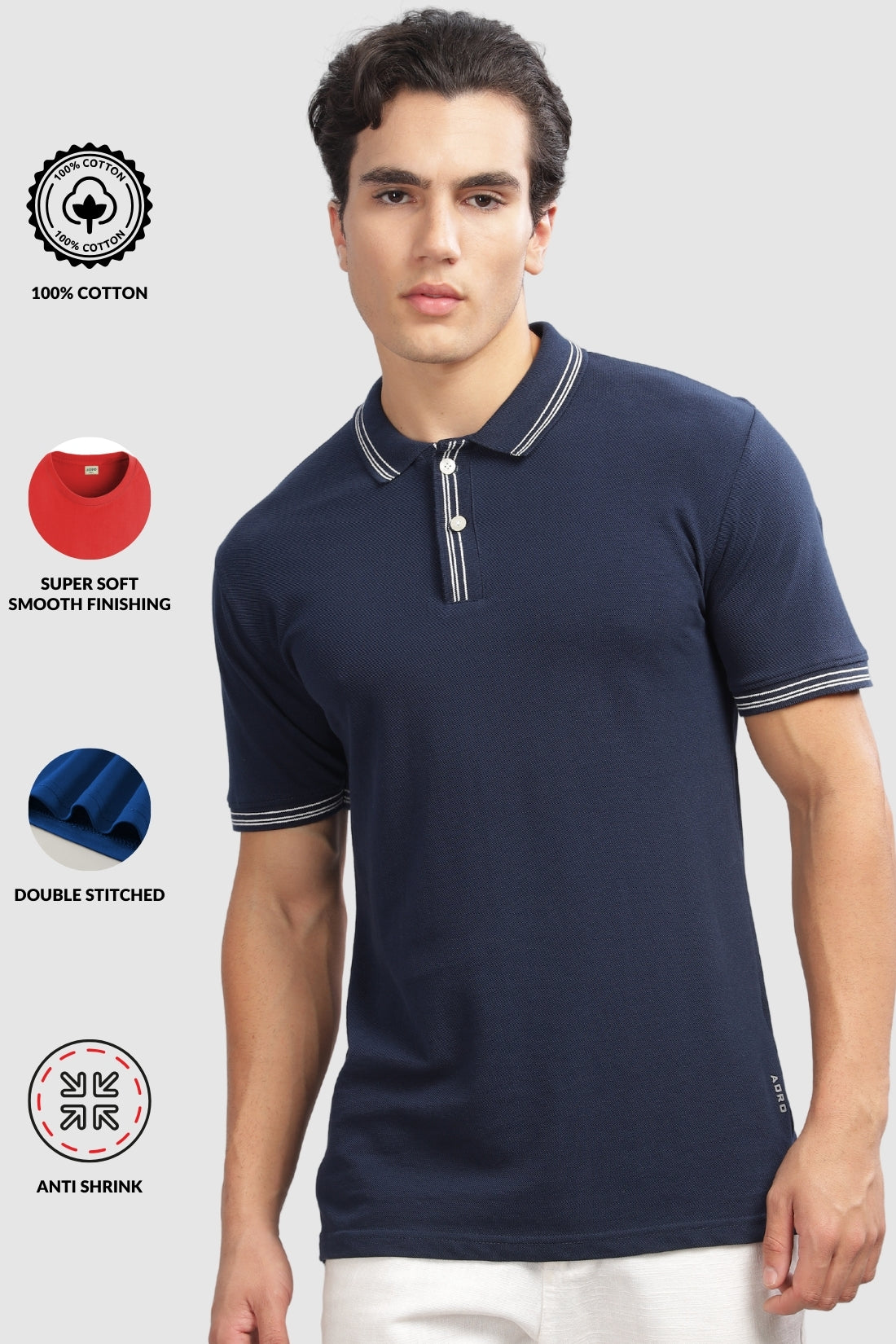 Men Navy Regular Fit Polo T-Shirt