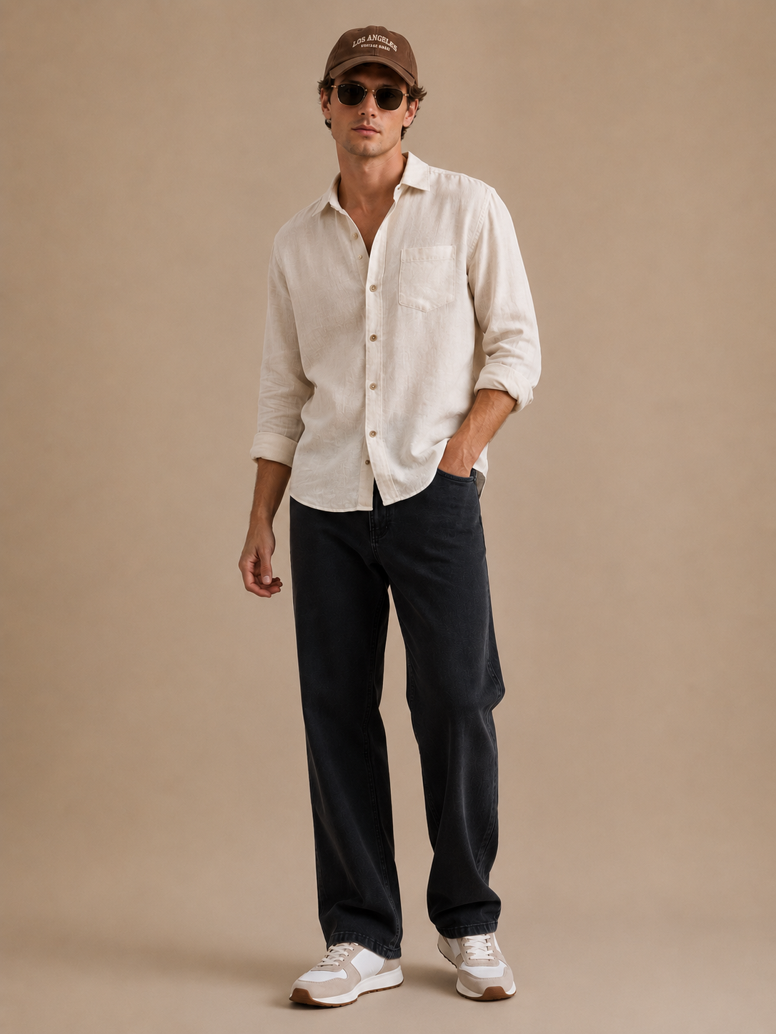 Men Vintage Black Straight Fit Jeans