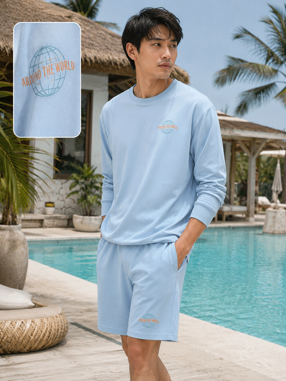 Men Blue Oversized Co-ord Set