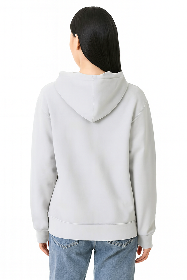 Women Blue Solid Cotton Pullover Hoodie