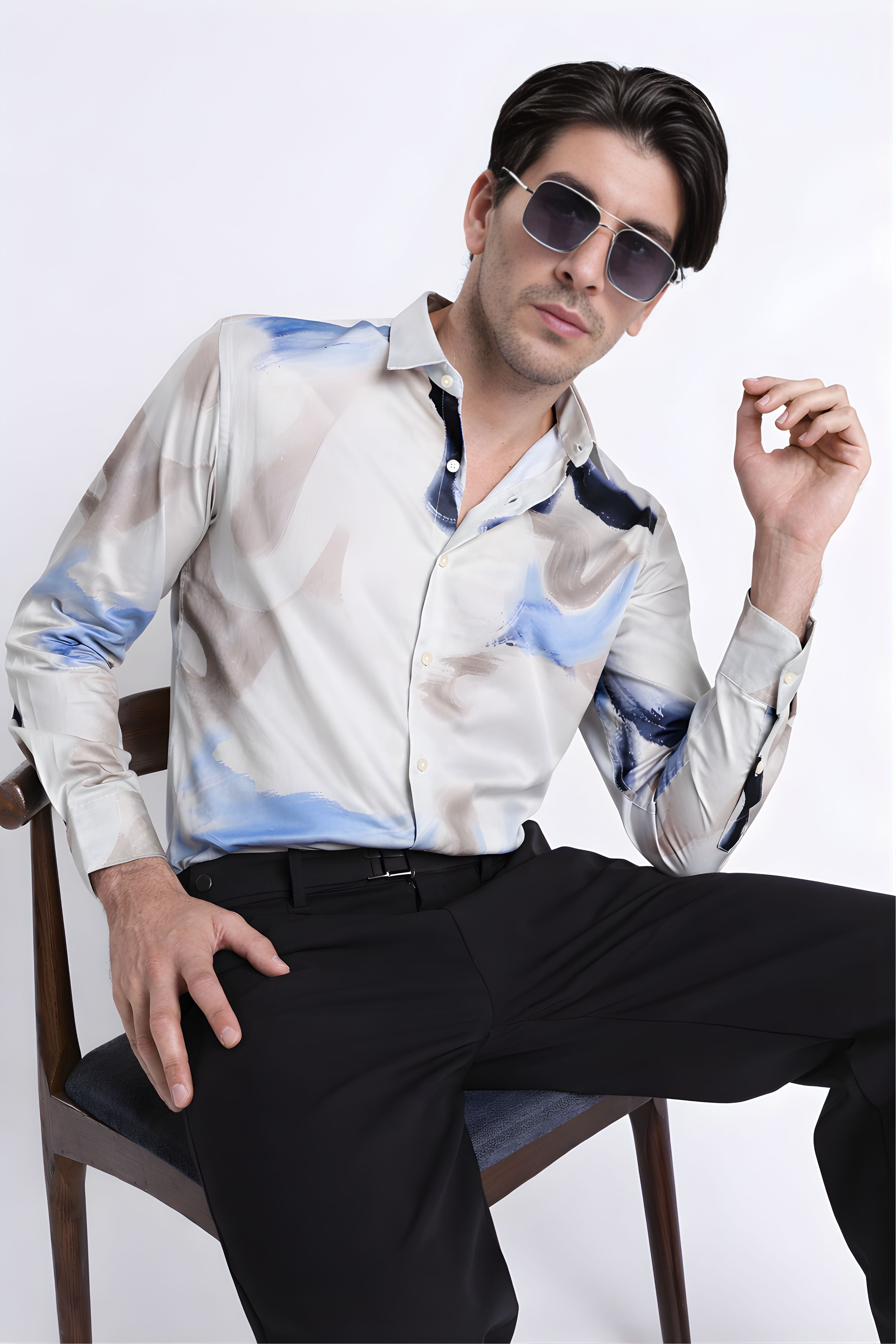 Men Refined Floral Digital Print Shirt