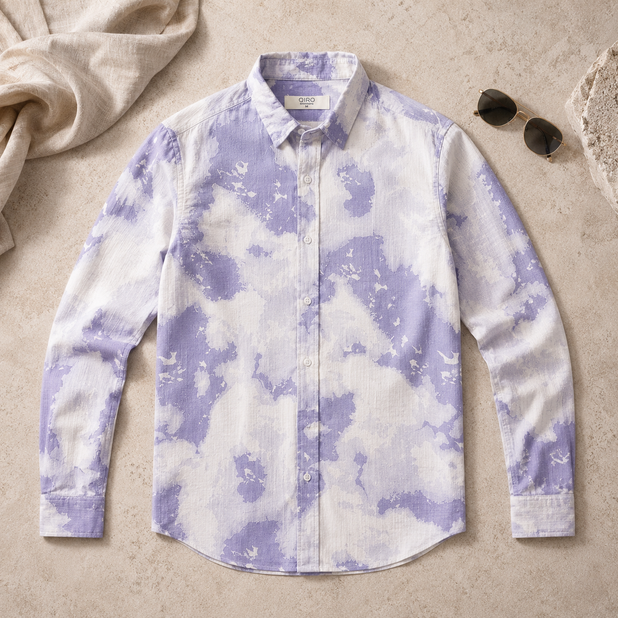 Men Purple Watercolor Print Shirt