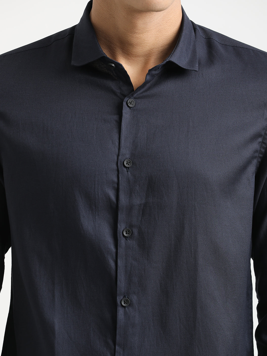 Men Textured Cotton Shirt with Dobby Weave
